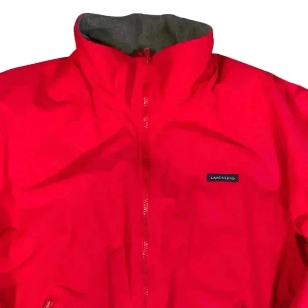 Lands End Men's Fleece Lined Red Warm Soft Shell Jacket Size Medium 38-40